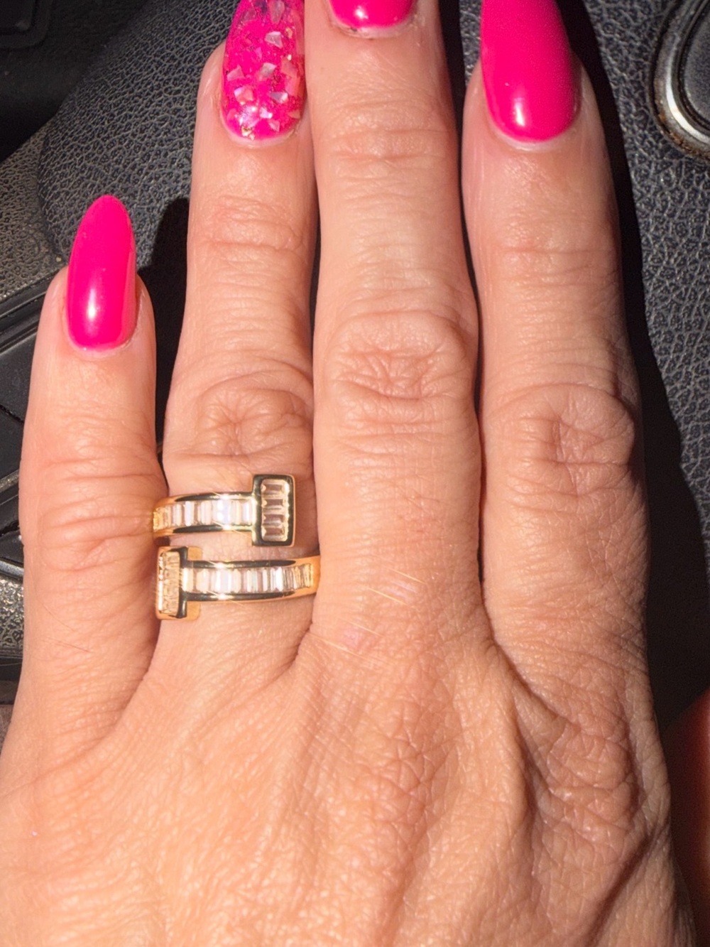 Yellow Gold Filled Baguette Wrap Ring Adjustable